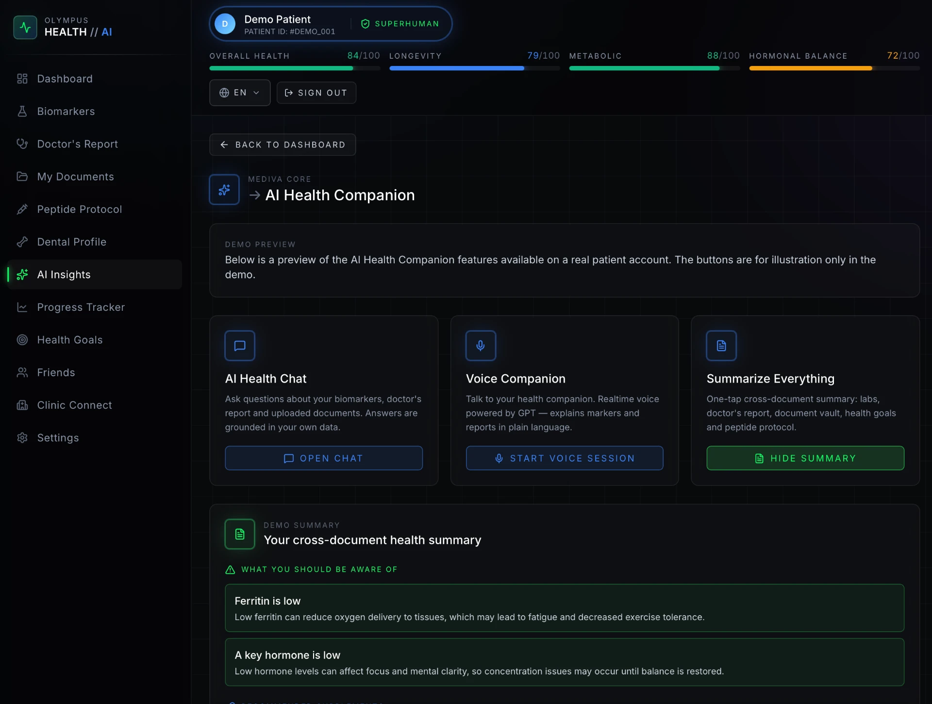 Olympus Health AI — AI health companion insights